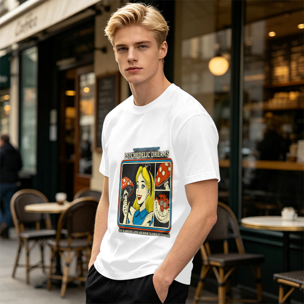 Psychedelic Dreams Alice in Wonderland Mushroom Graphic T-Shirt