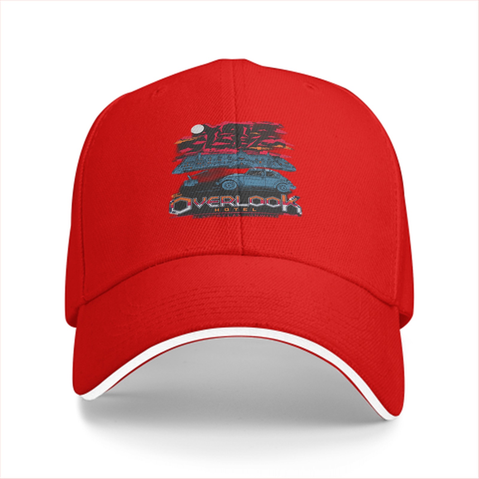 Black baseball cap with The Overlook Hotel graphic print