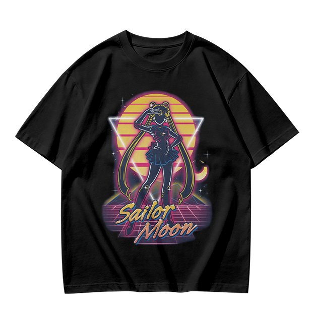 Olive Green Sailor Moon Retro Synthwave Graphic T-Shirt