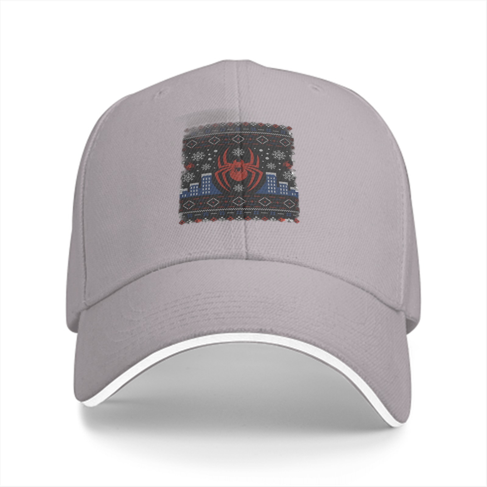Black Baseball Cap with Spider-Man Ugly Christmas Sweater Print