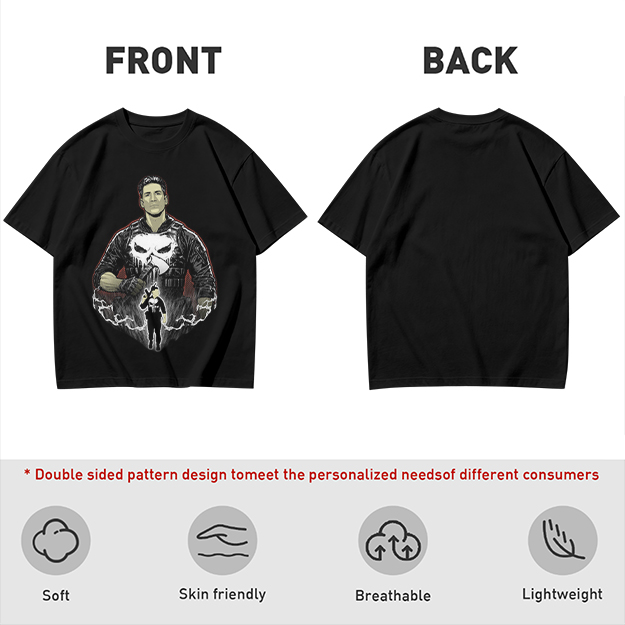 Olive T-shirt with Punisher Skull Graphic Art Print