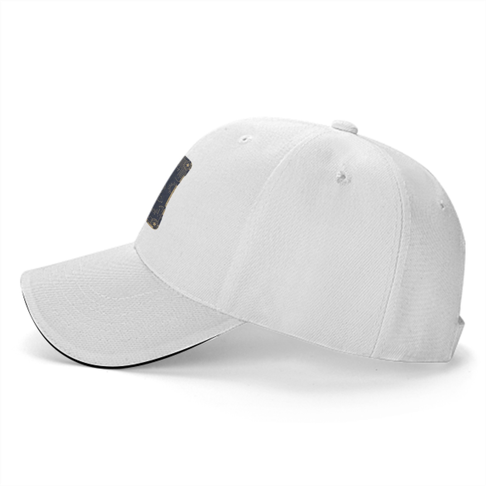 Black baseball cap with celestial line art patch