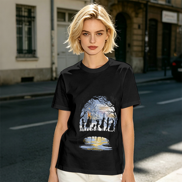 Olive T-Shirt With Fantasy Adventure Silhouette Art Print