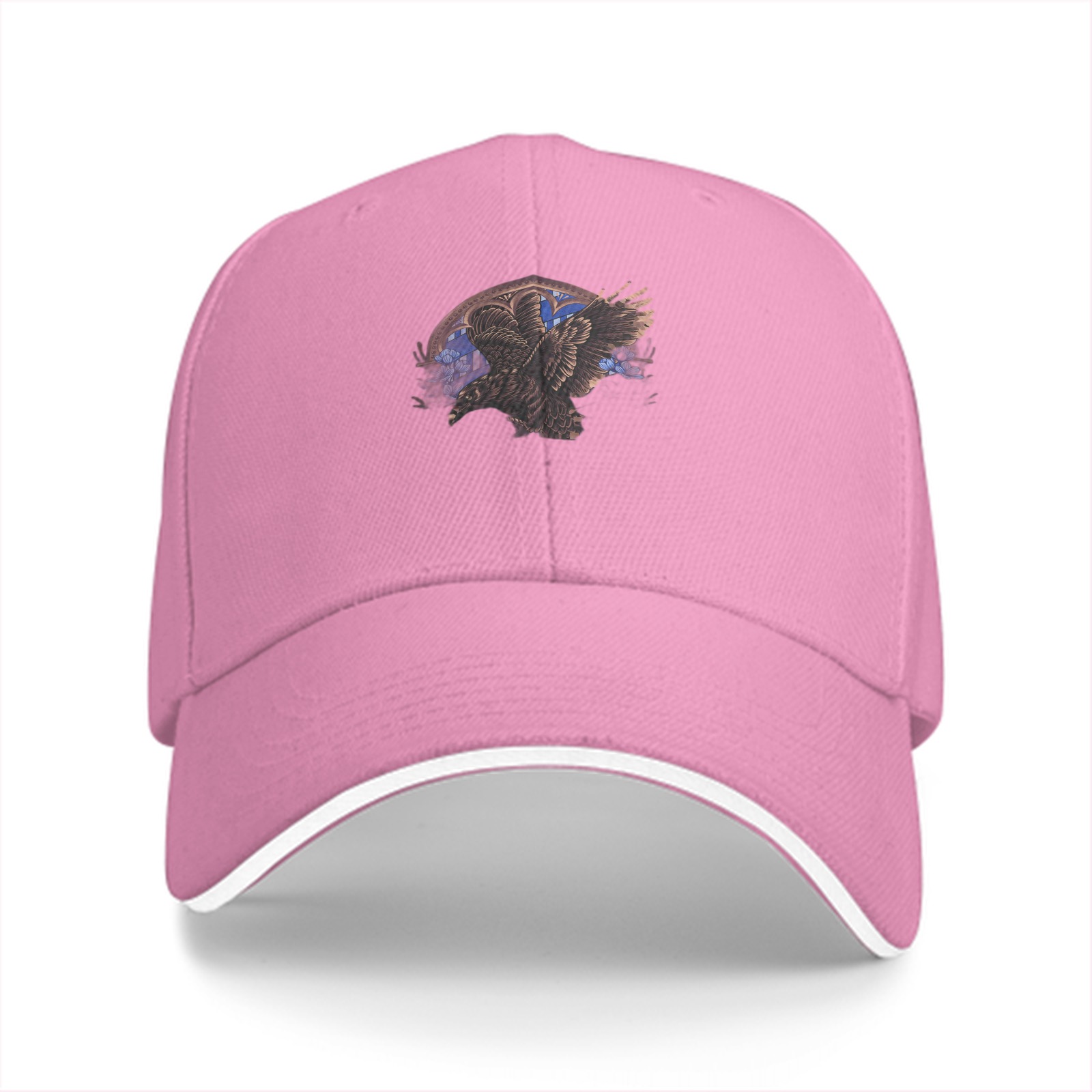 Black Baseball Cap With Detailed Eagle Graphic Print
