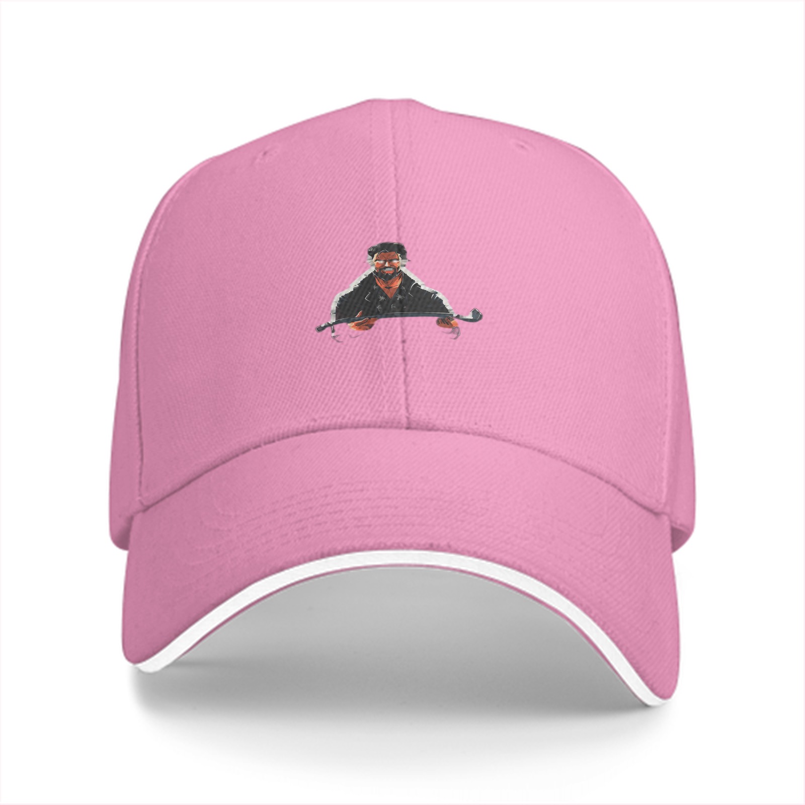 Black Baseball Cap With Smiling Man Holding Microphone Graphic