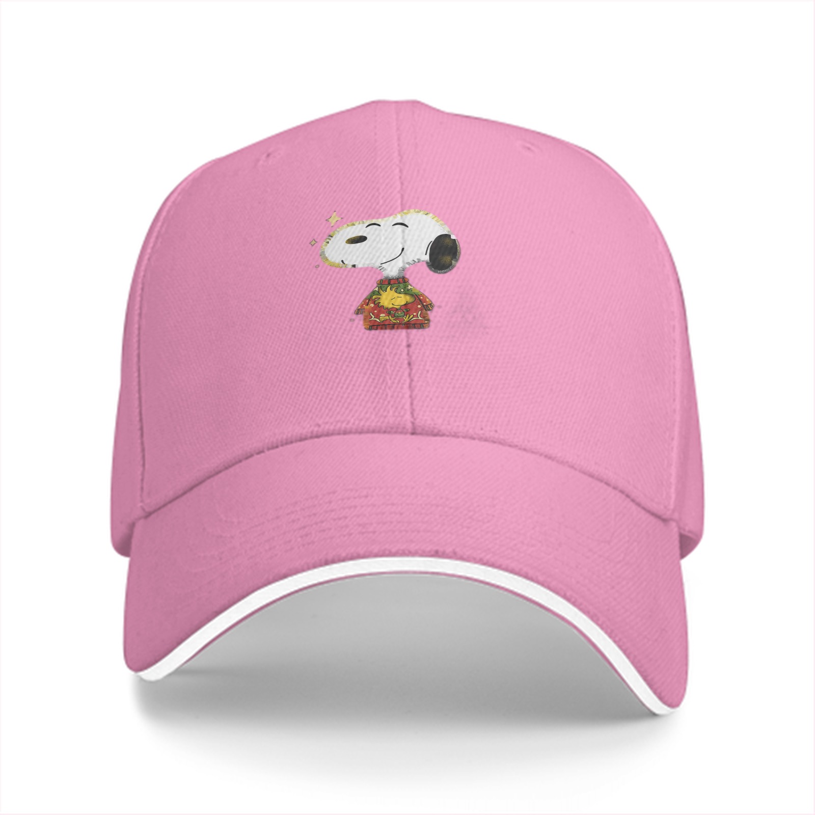 Black baseball cap with Snoopy in festive sweater design