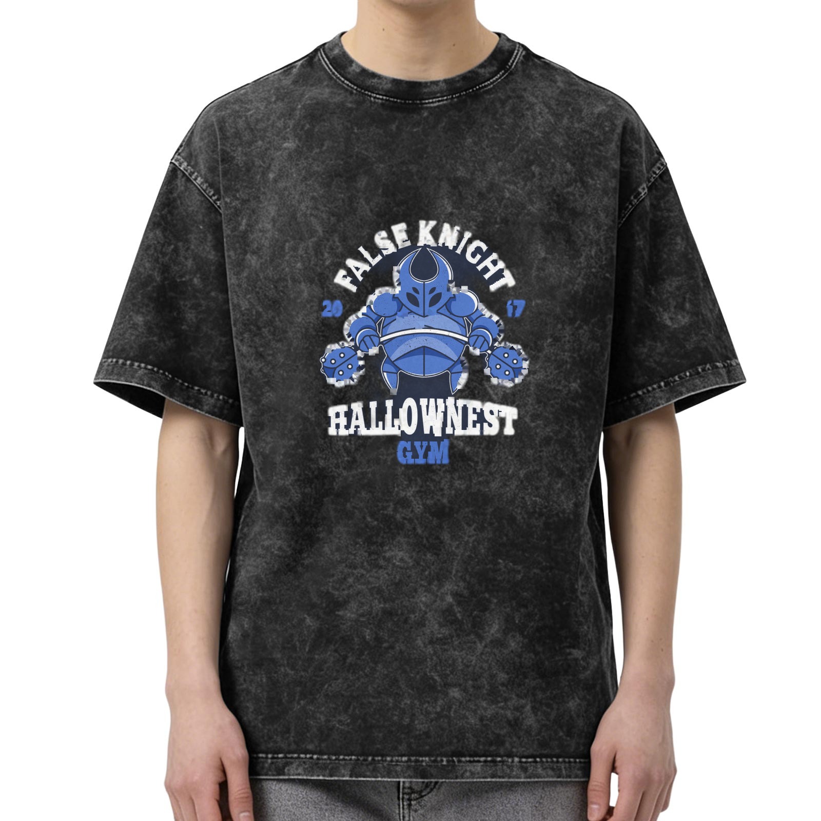 False Knight Hallownest Gym Graphic Washed Black T-Shirt