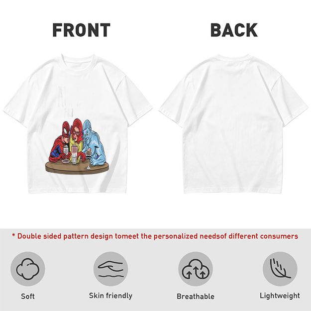 Olive T-Shirt With Superhero Characters Sharing Drinks Print