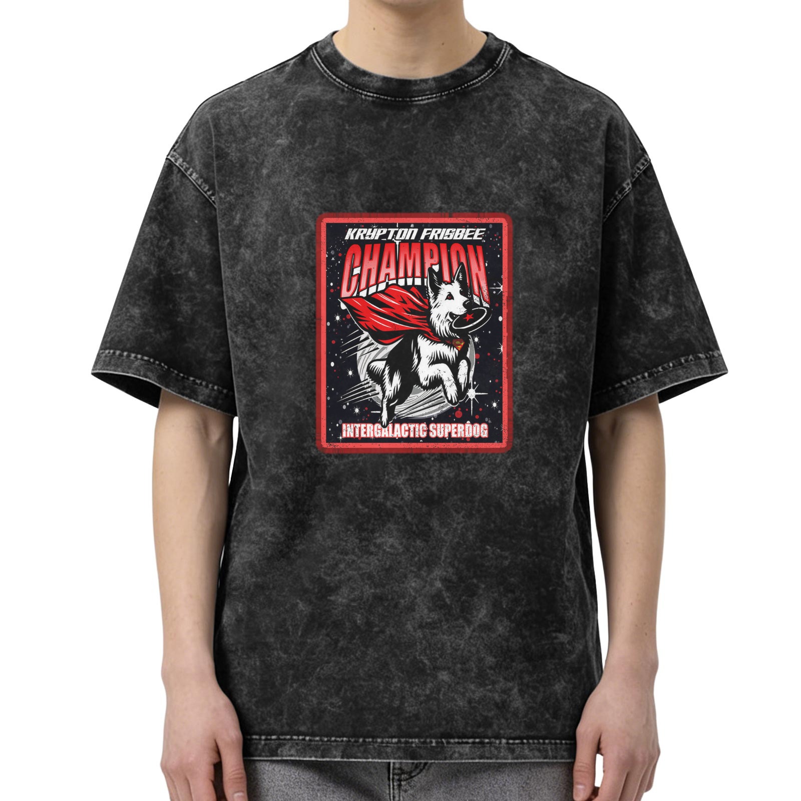 Krypton Frisbee Champion Intergalactic Superdog Oversized T-Shirt