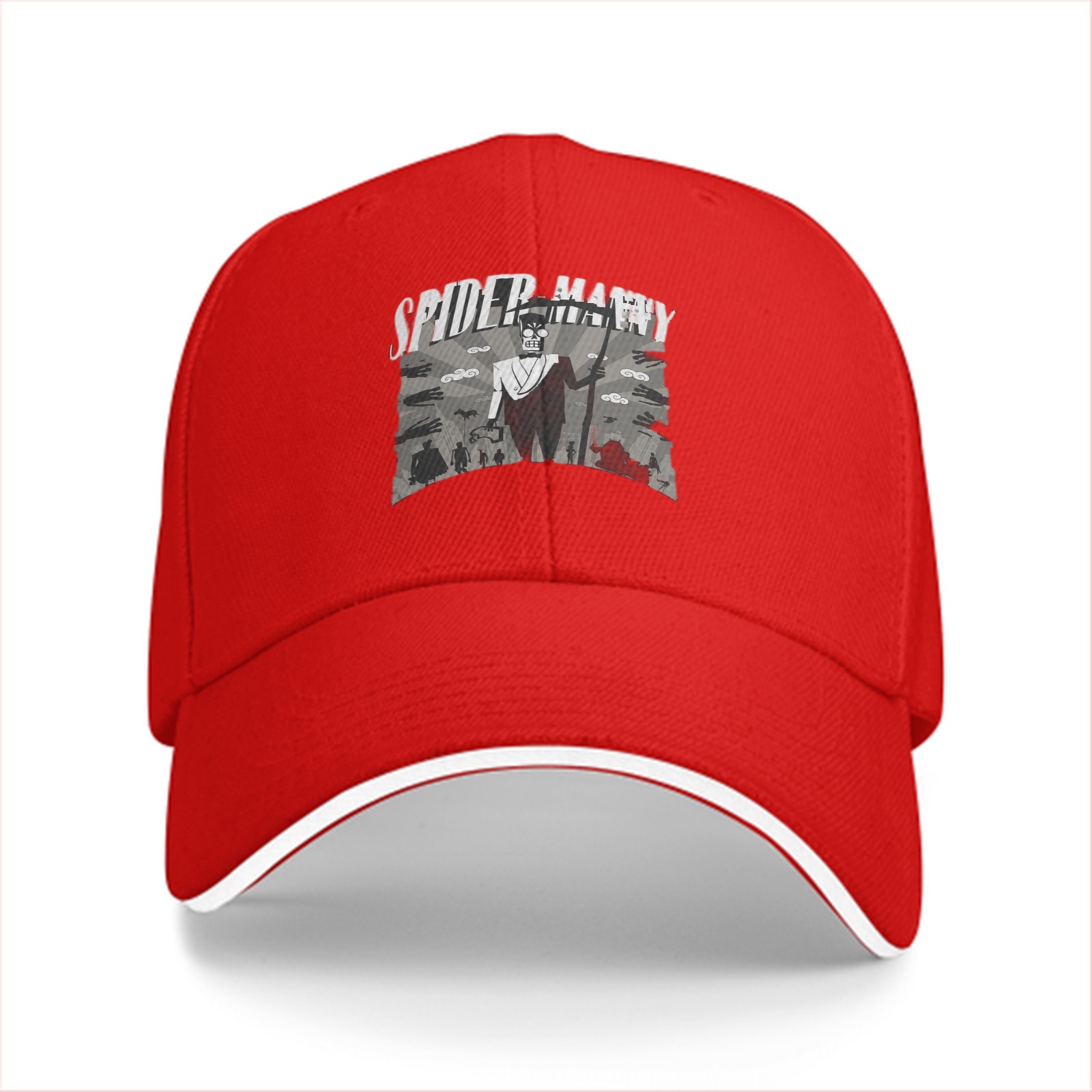 Black baseball cap with Spider Manny graphic print