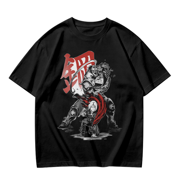 Olive T-shirt with Fullmetal Alchemist Character Art Print