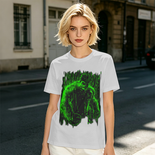 Olive Green T-Shirt With Glowing Green Hulk Graphic Print