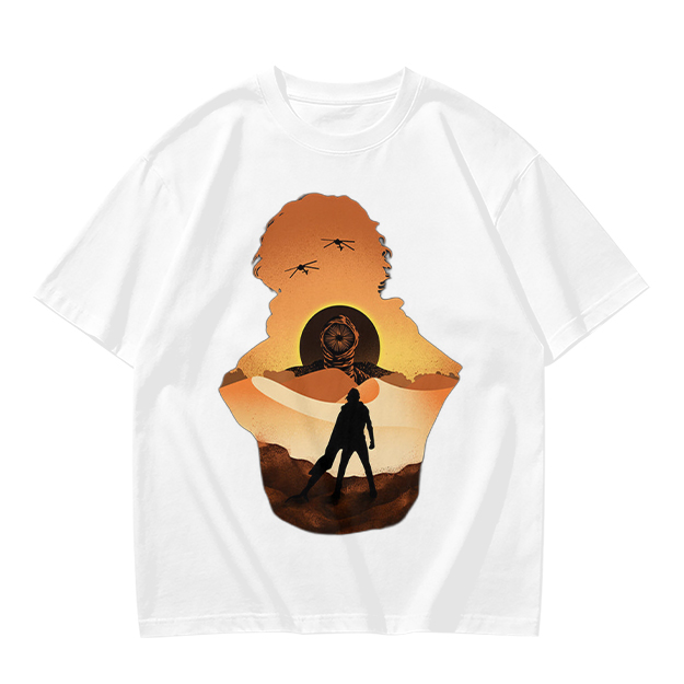 Olive Green T-Shirt With Desert Sunset Silhouette Graphic