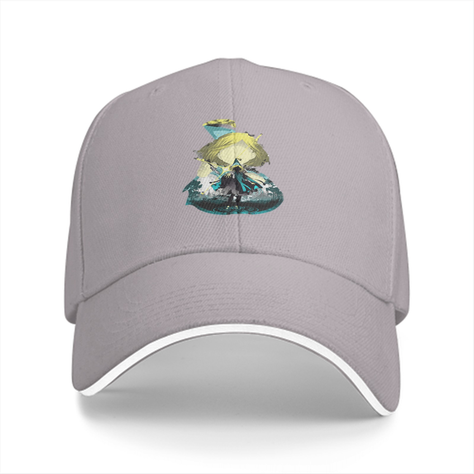 Black Baseball Cap With Fantasy Character Graphic Print
