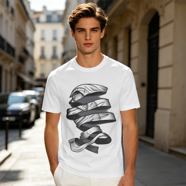 Olive T-Shirt With Twisted Bandage Graphic Print