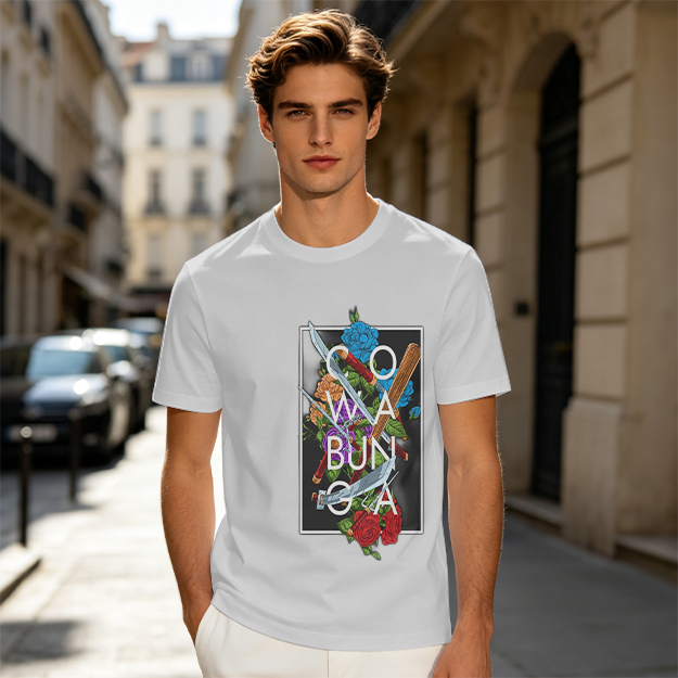 Olive Graphic T-Shirt with Cowabunga Floral Weapon Art