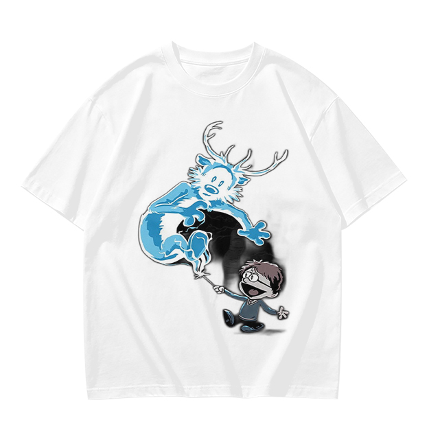 Olive T-Shirt With Harry Potter Patronus Deer Cartoon Print