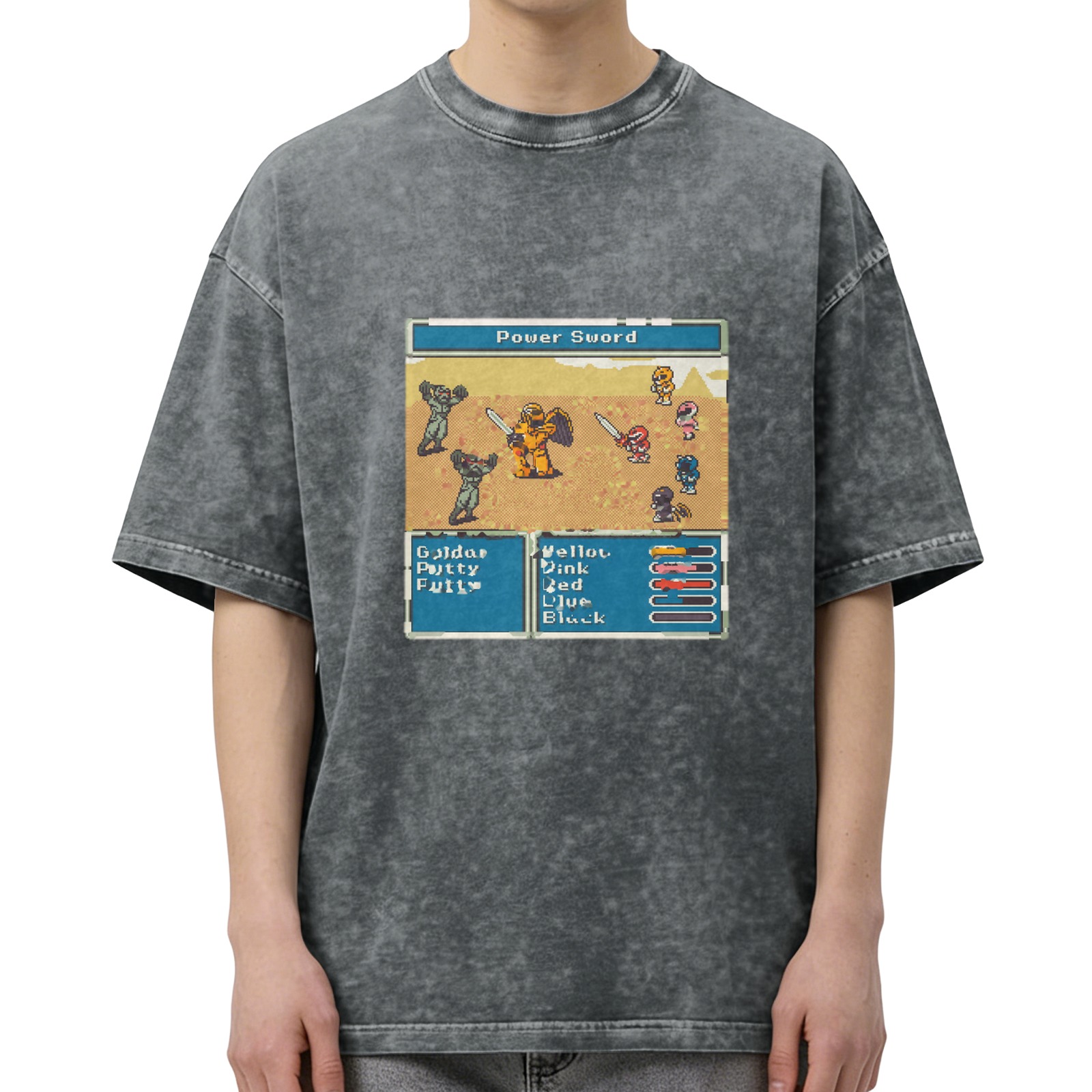 Vintage Power Rangers 8-bit Video Game Graphic T-Shirt