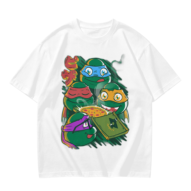 Olive T-Shirt Featuring Teenage Mutant Ninja Turtles With Pizza