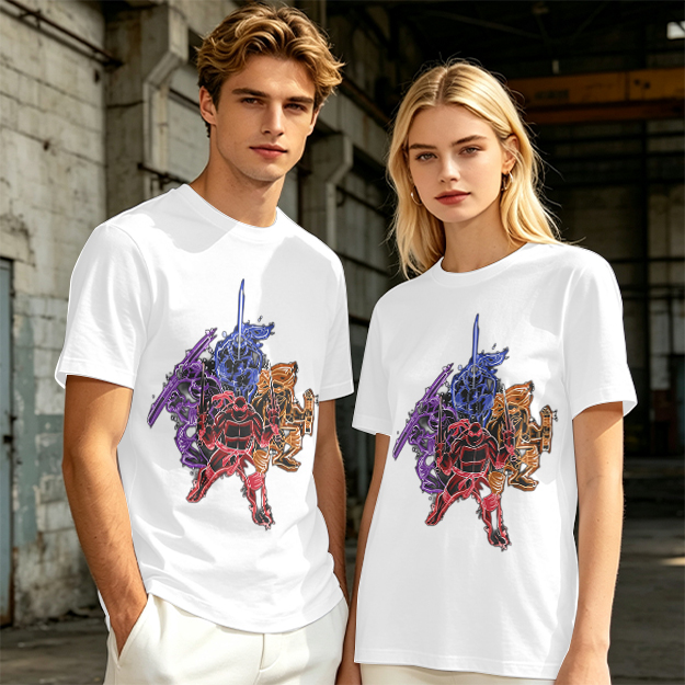 Olive T-shirt with Neon Teenage Mutant Ninja Turtles Graphic