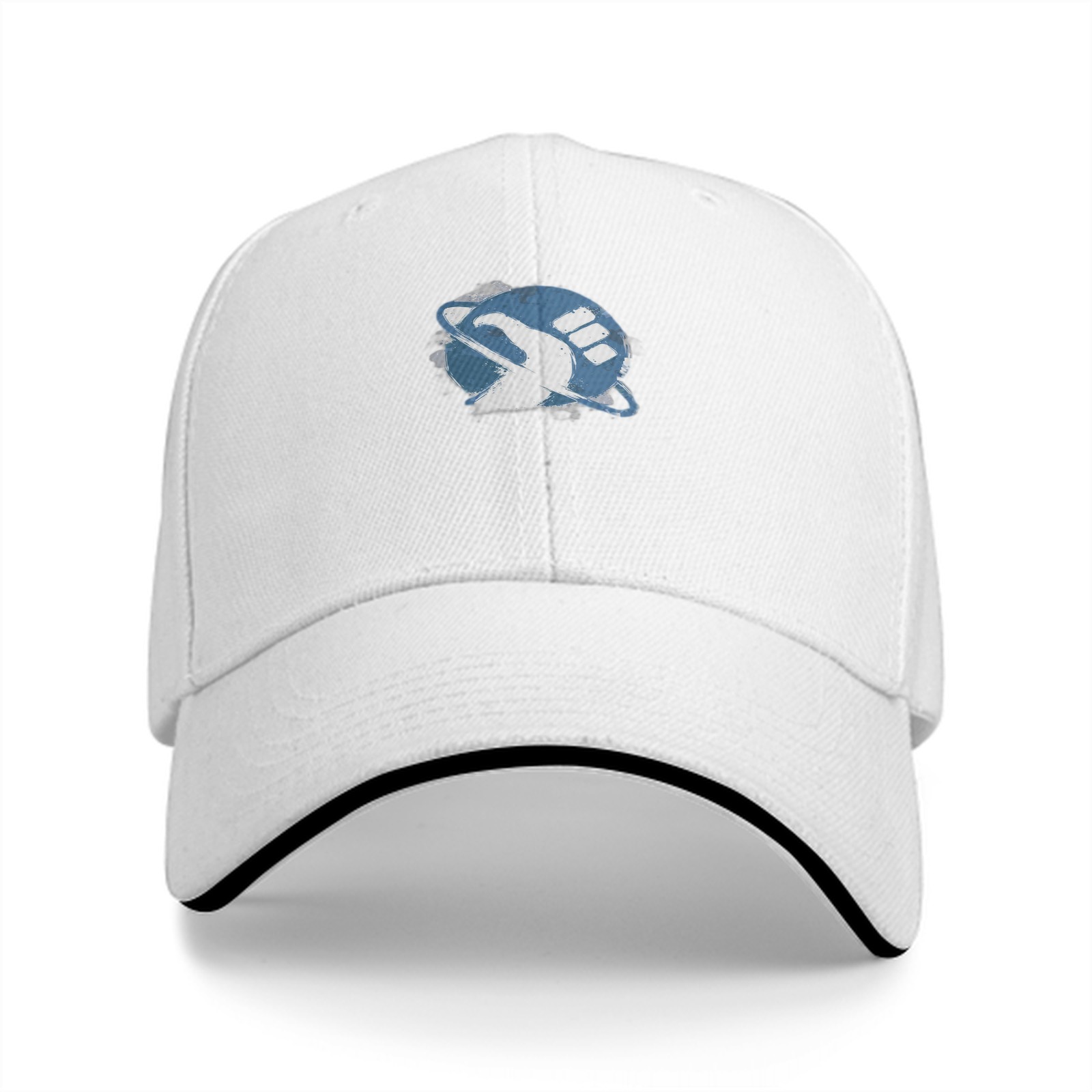 Black Baseball Cap With Blue Fist Planet Graphic Design