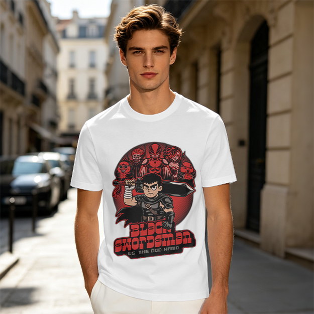 Black Swordsman vs God Hand Anime Graphic T-Shirt