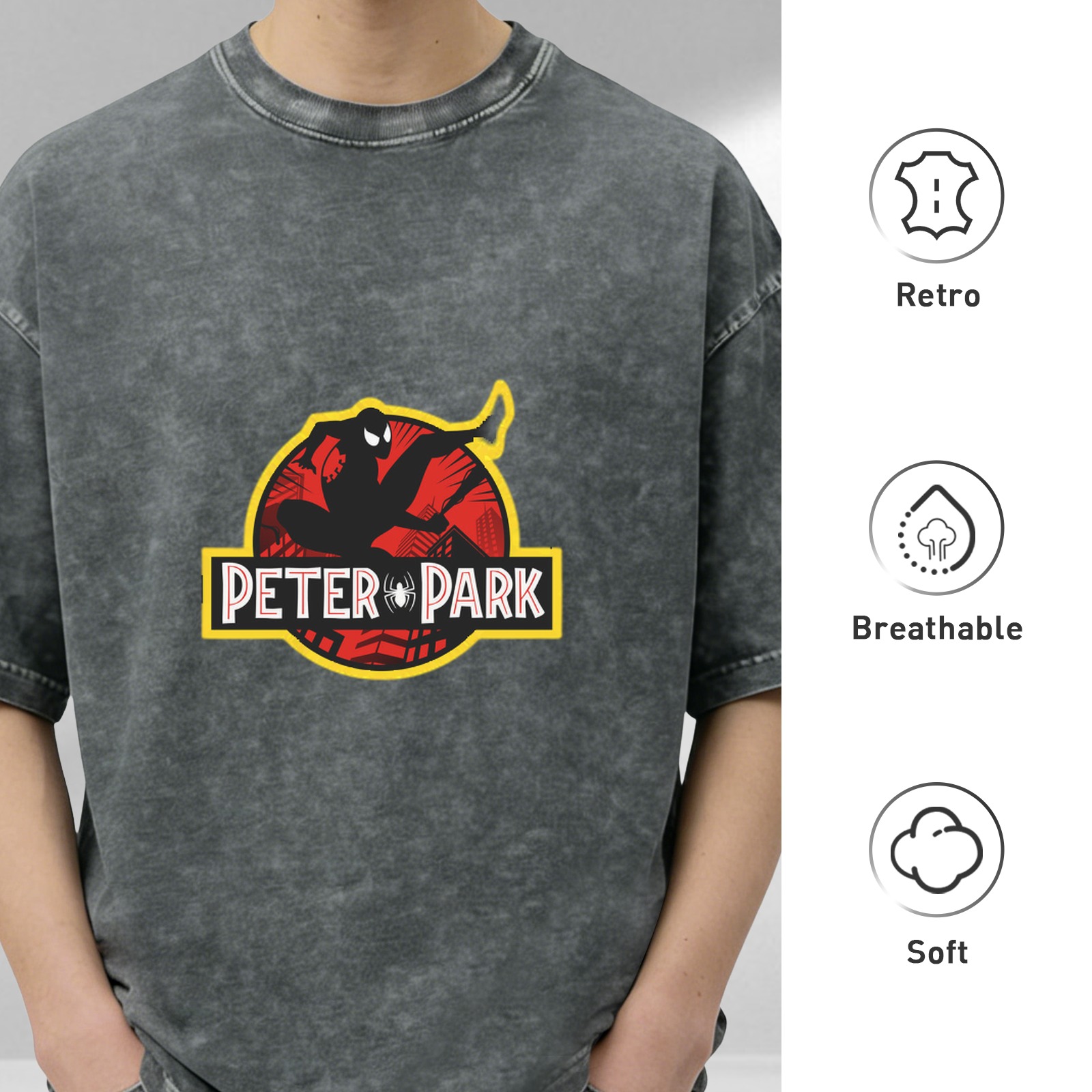 Peter Park Spider-Man Graphic Acid Wash T-Shirt