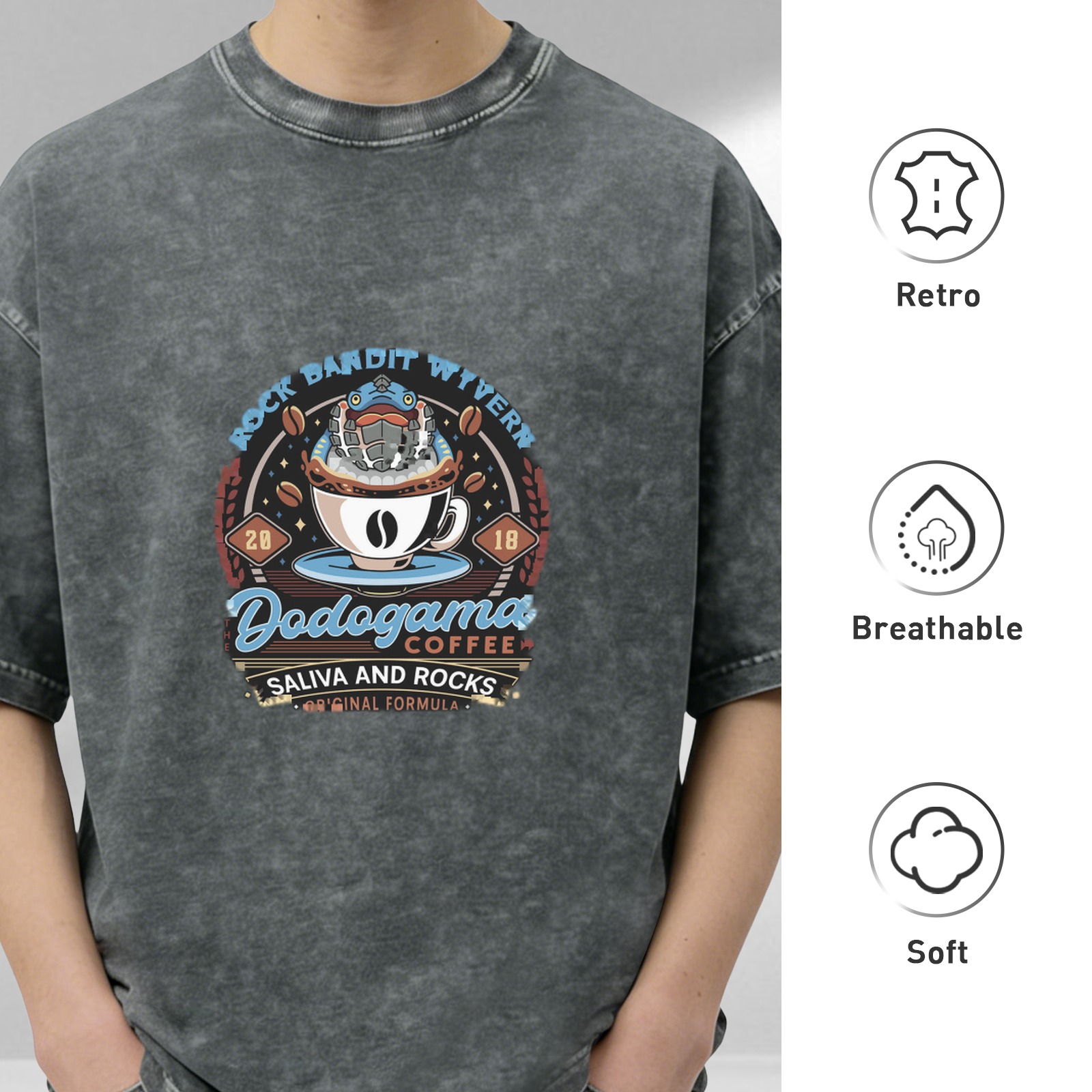 Dodogama Coffee Saliva and Rocks Graphic Stonewashed T-Shirt