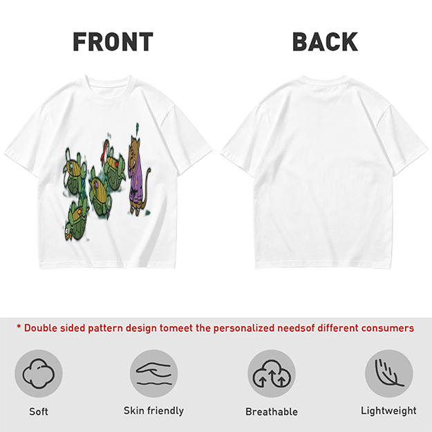 Olive Graphic Tee With Ninja Turtles and Splinter Print
