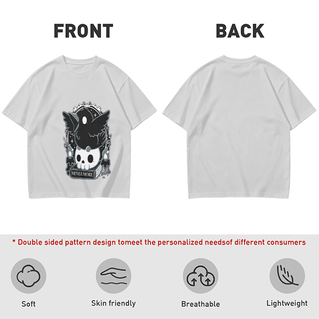 Olive Graphic T-Shirt With Raven Skull Nevermore Print