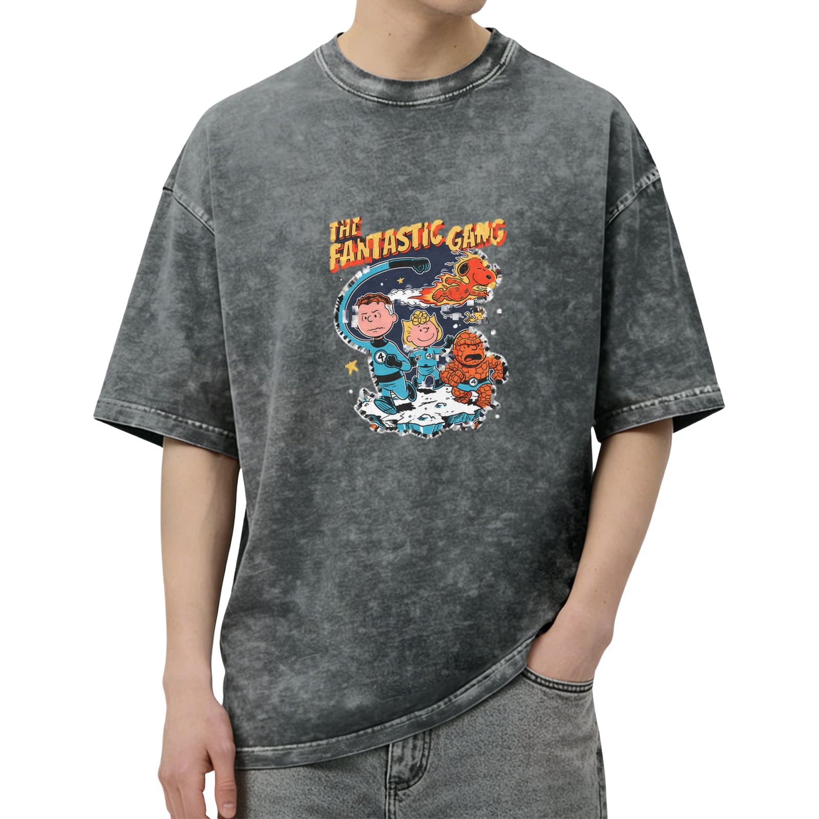 The Fantastic Gang Peanuts Superhero Graphic Vintage T-Shirt