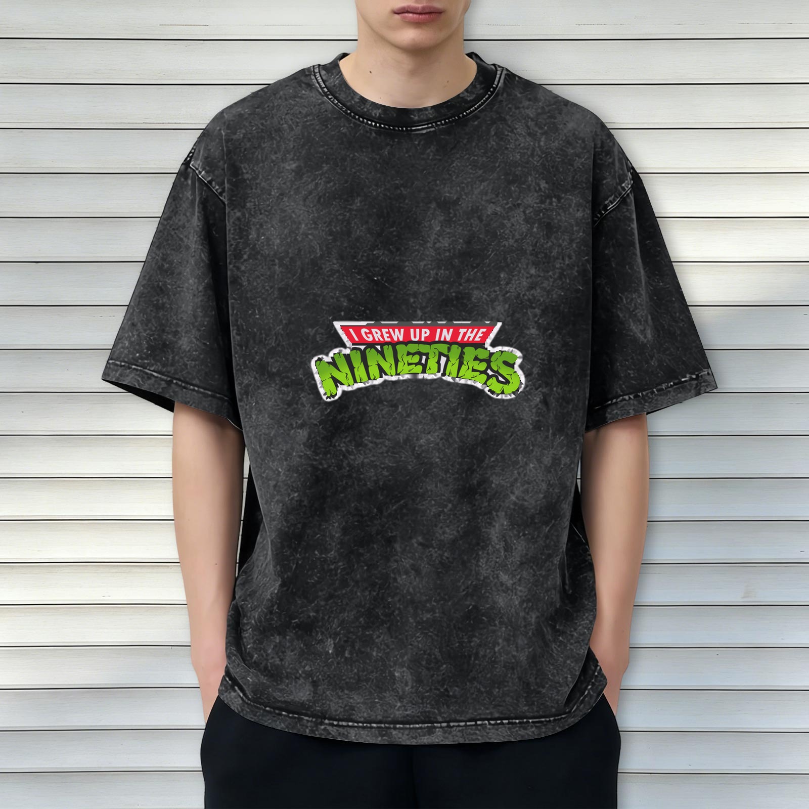 I Grew Up In The Nineties Acid Wash Graphic T-Shirt