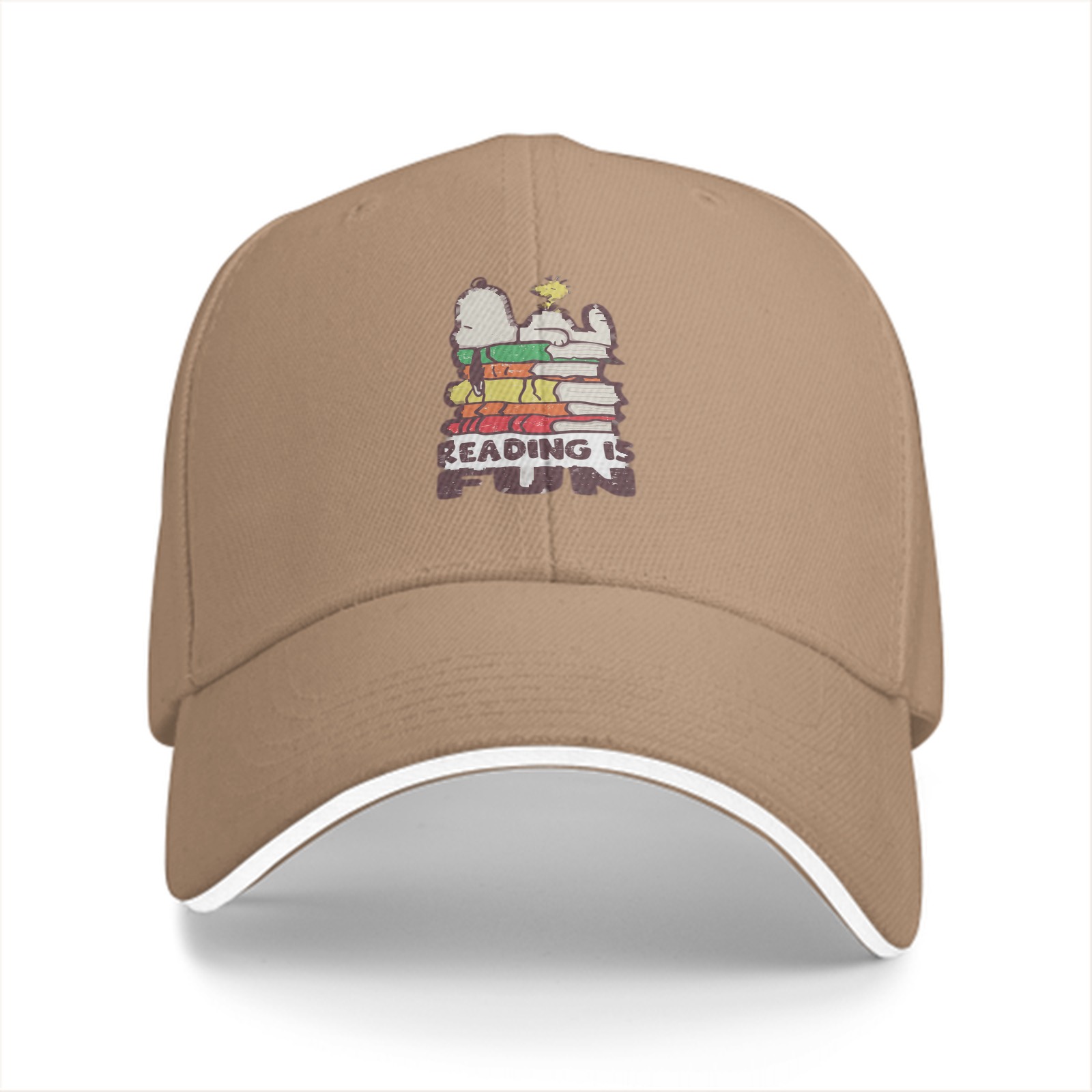 Black baseball cap with 'Reading is Fun' Snoopy graphic