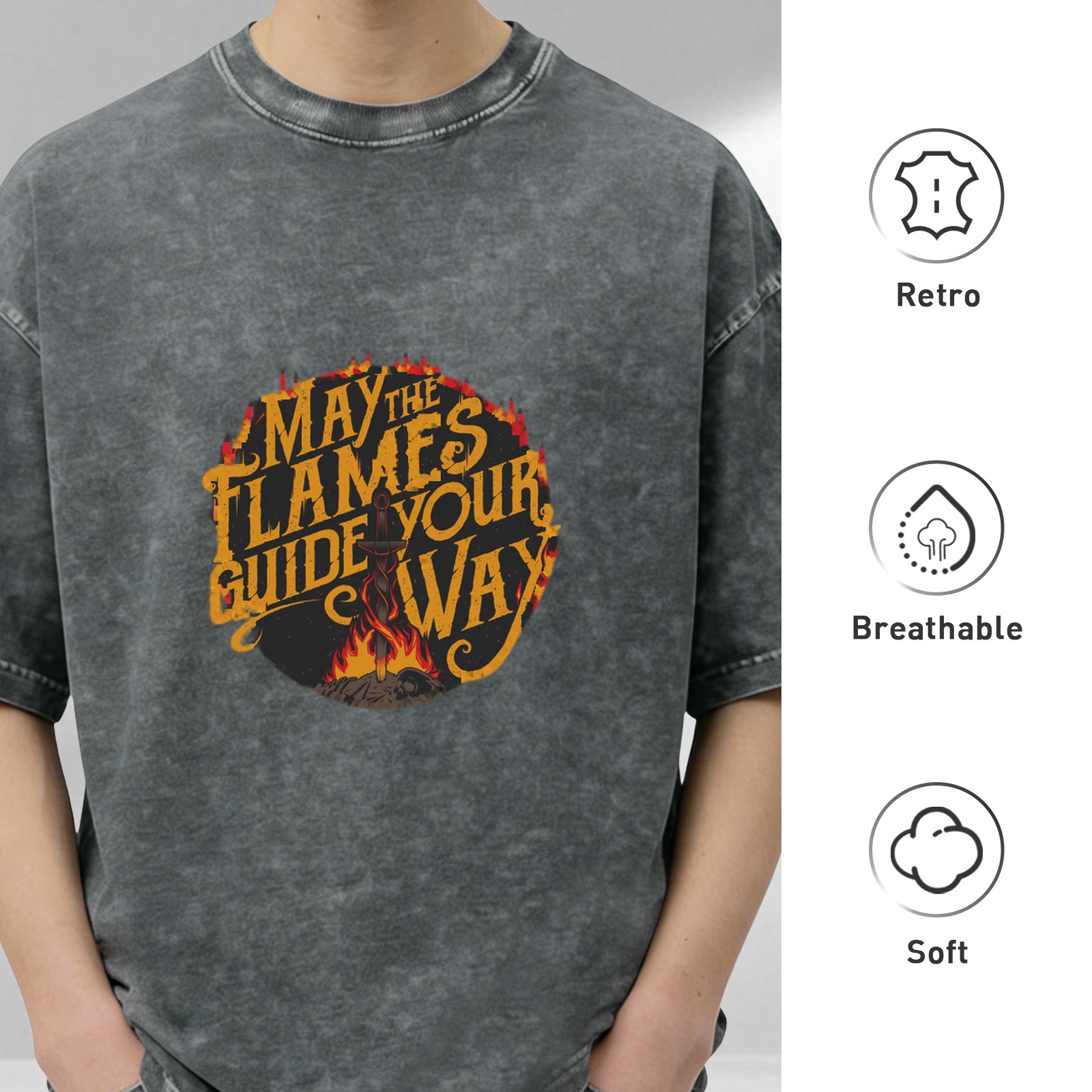 May The Flames Guide Your Way Graphic Vintage T-Shirt