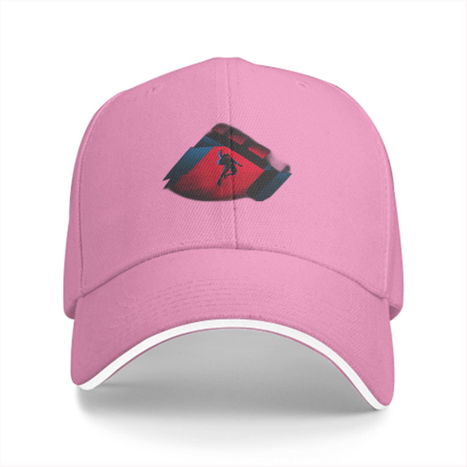 Black Baseball Cap With Action Silhouette Graphic Print
