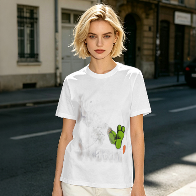 Olive Green T-Shirt With Cartoon Frog Feet Print