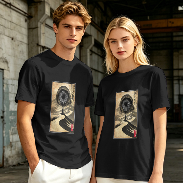 Olive T-Shirt With Surreal Hooded Eye Artwork Print