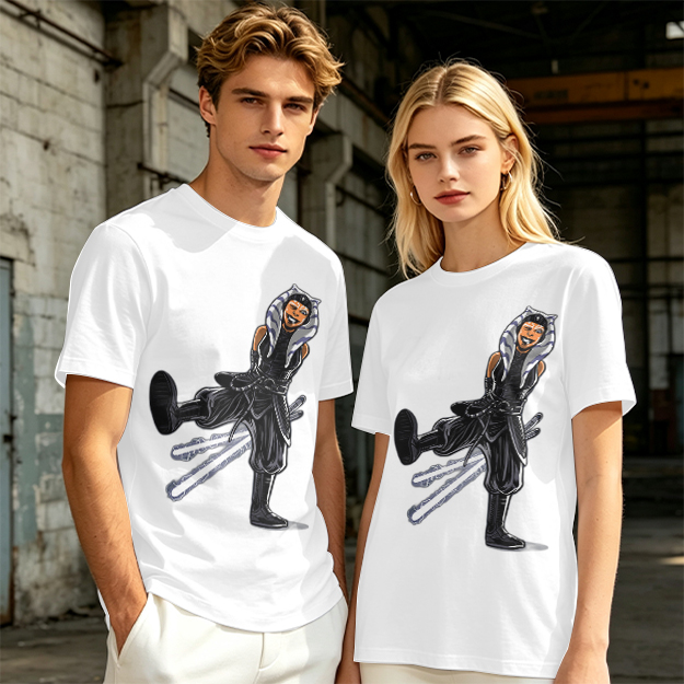 Olive T-Shirt Featuring Ahsoka Tano With Lightsabers