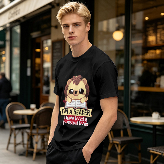 Hedgehog Reading Book I'm A Reader Thousand Lives T-Shirt