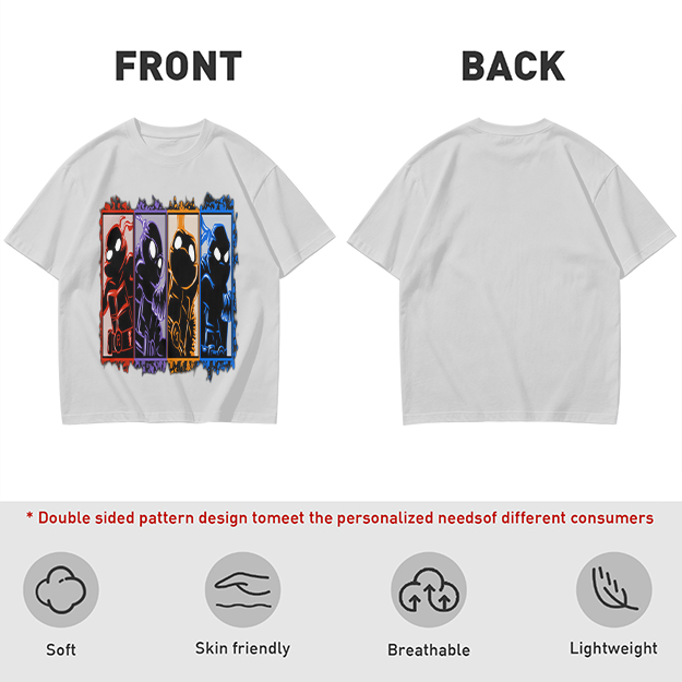Olive T-Shirt With Four Superhero Silhouette Panels