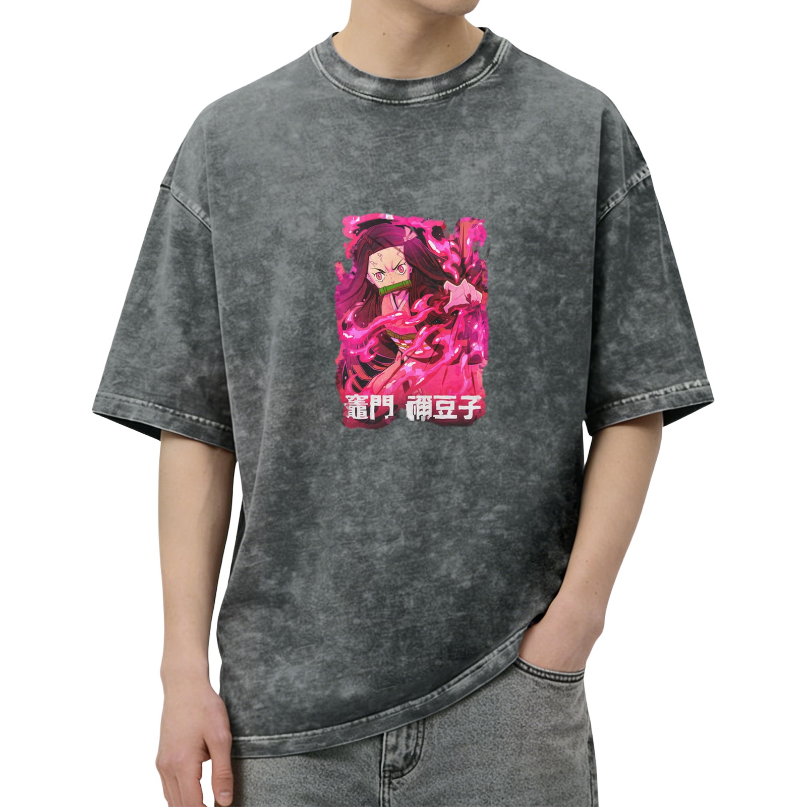 Demon Slayer Nezuko Kamado Anime Graphic Oversized Washed T-Shirt