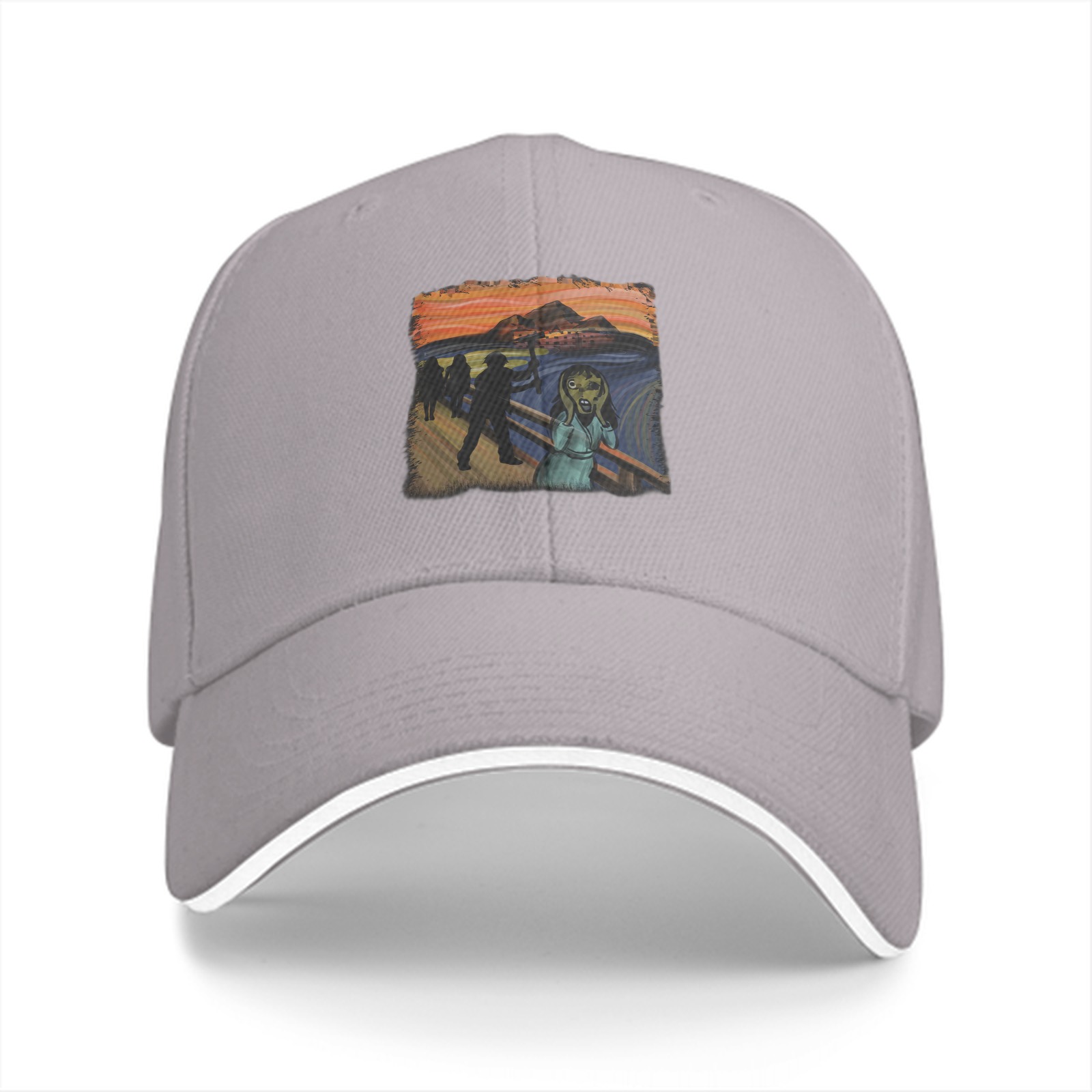 Black Baseball Cap With The Scream Art Print Design