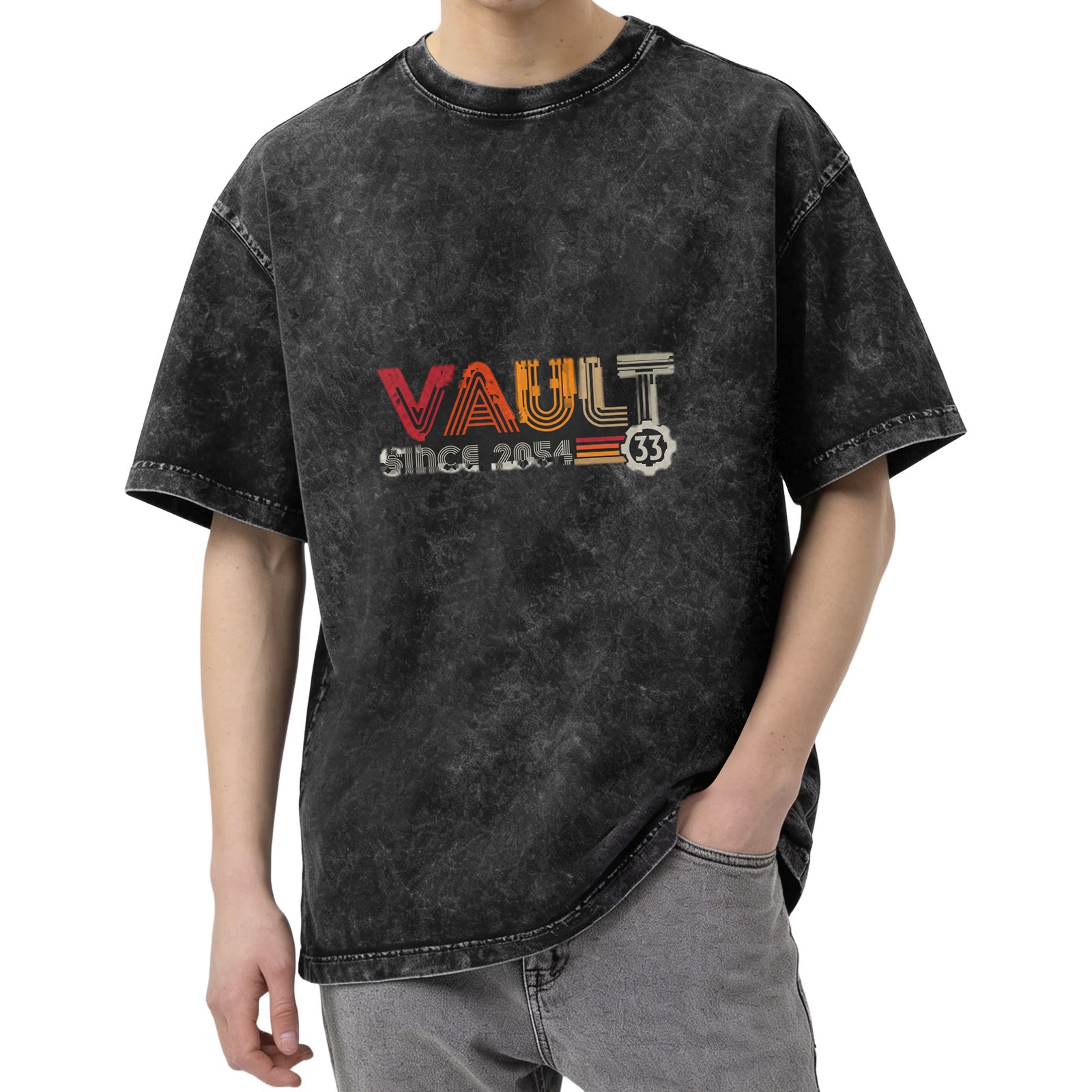 Vault 33 Since 2054 Acid Wash Graphic T-Shirt