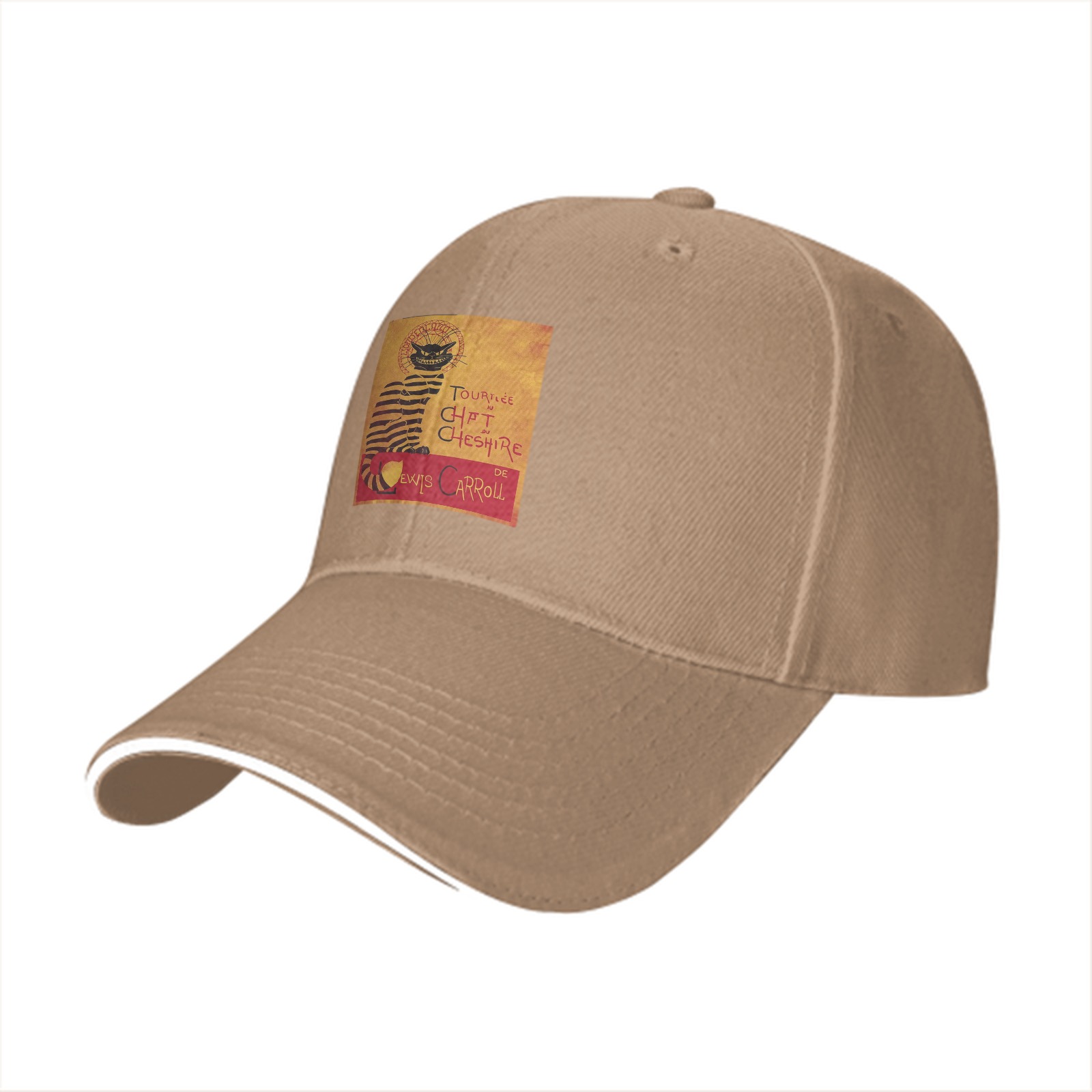 Black Baseball Cap with Cheshire Cat Lewis Carroll Print