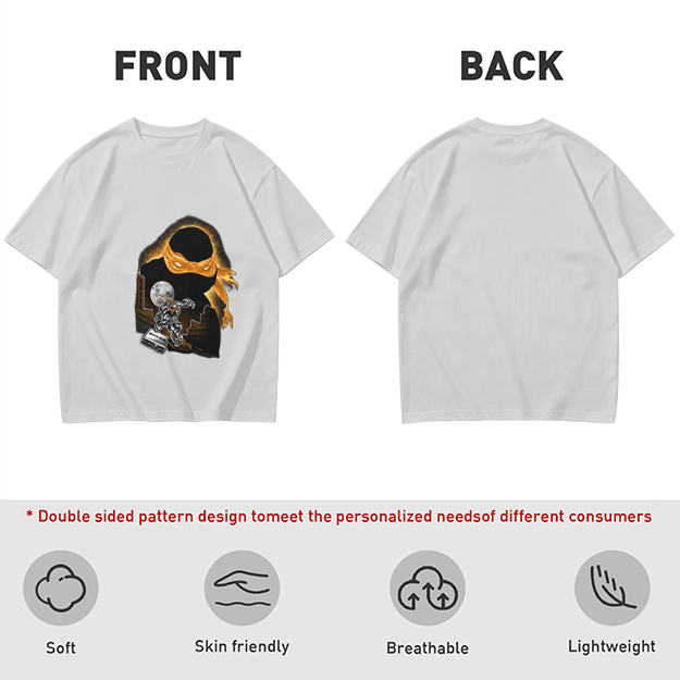 Olive T-Shirt with Orange Masked Ninja Turtle Graphic