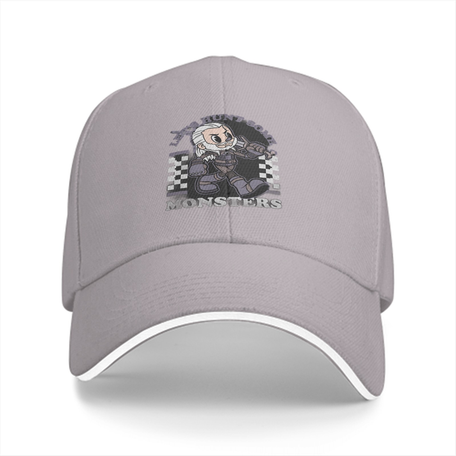 Black baseball cap with chibi witcher monster hunt graphic