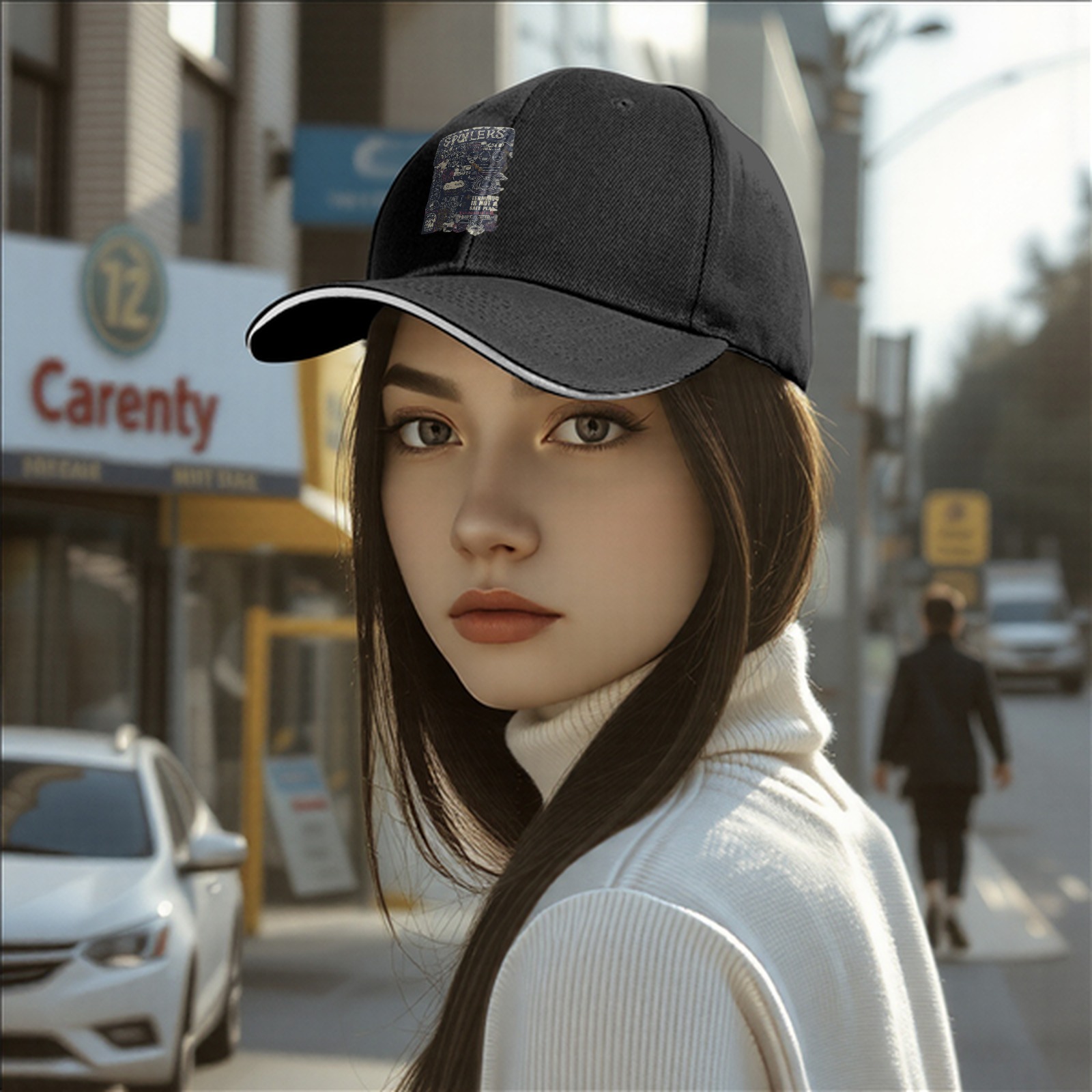 Black Baseball Cap With Spoilers Themed Graphic Print