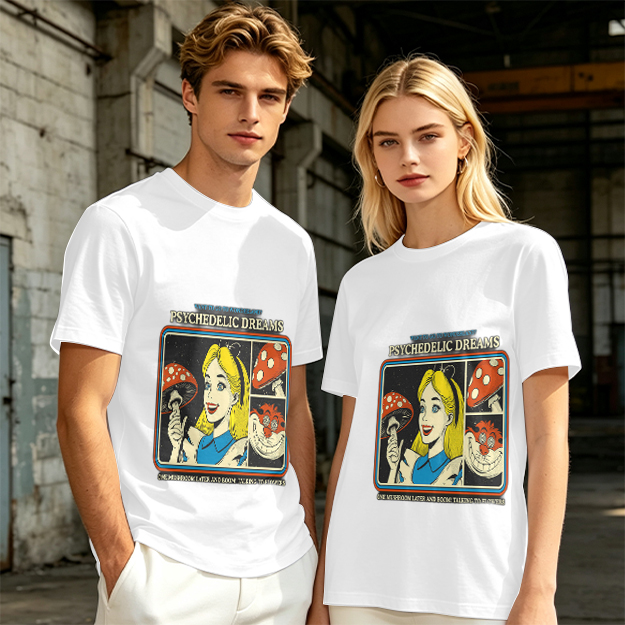 Psychedelic Dreams Alice in Wonderland Mushroom Graphic T-Shirt
