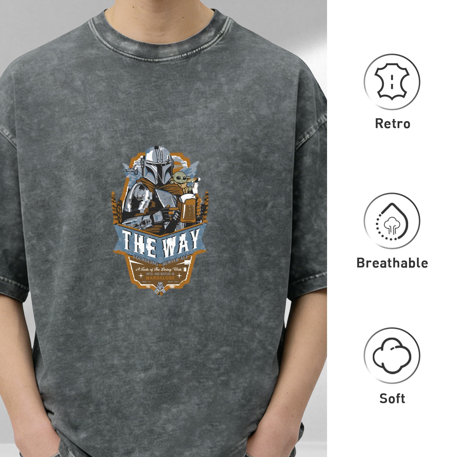 Star Wars The Mandalorian 'The Way' Graphic Stone Wash T-Shirt