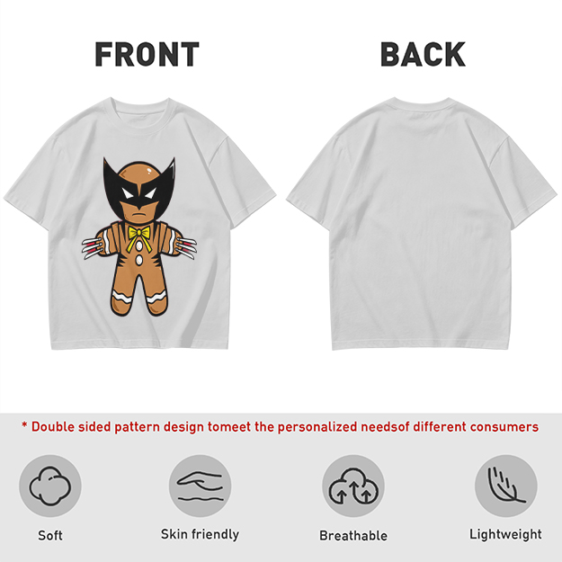 Olive T-Shirt With Gingerbread Wolverine Superhero Print